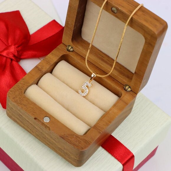 "Rose Gold Number 5 Pendant with Crystals – 18K Gold Plated Charm, XPPT1345 - Picture 9 of 13